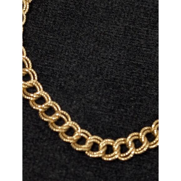 Vintage 1/20 12k Gold Filled Textured Double Oval Chain Link Curb Bracelet 7.25" - Picture 9 of 11